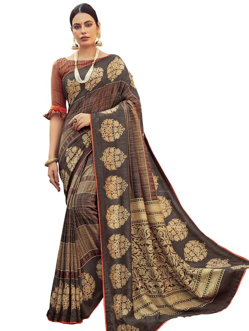 floral printed saree with blouse - 17406604 - Very Small Image - 1