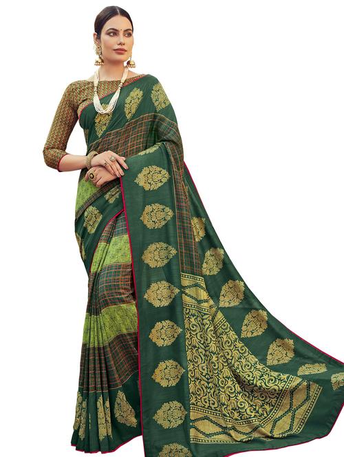floral printed saree with blouse - 17406605 - Very Small Image - 1
