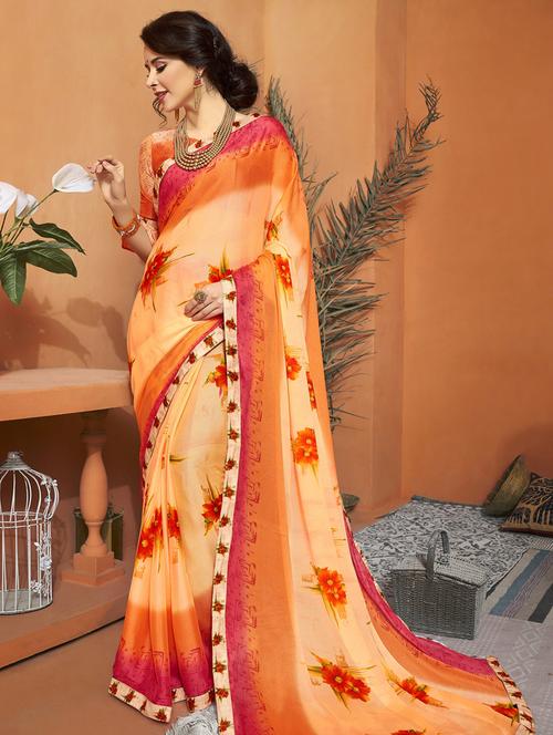 floral printed saree - 17406616 - Very Small Image - 1