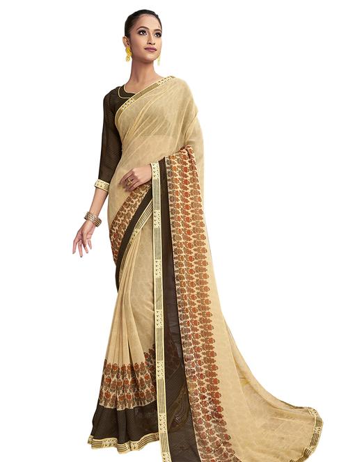 floral printed saree with blouse - 17406645 - Very Small Image - 1