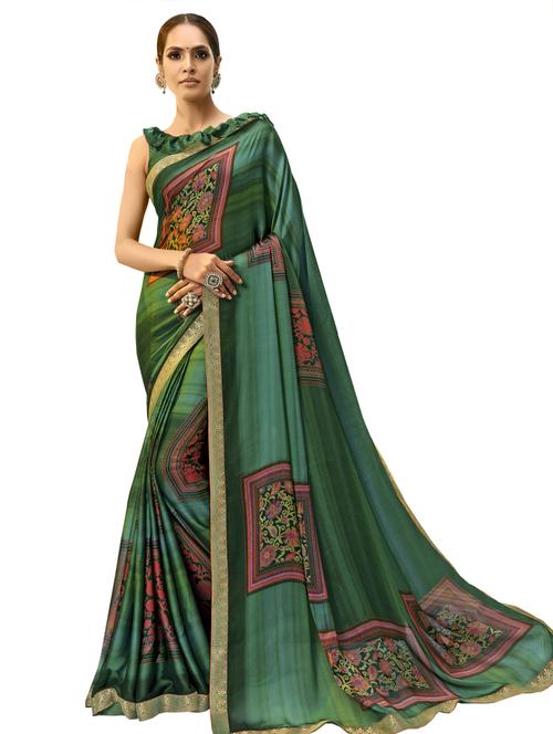 floral printed saree with blouse - 17406651 - Very Small Image - 1