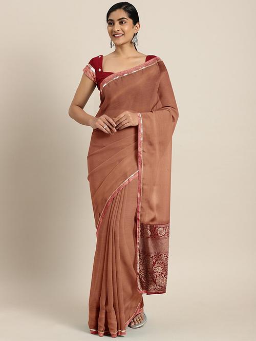 lace detailed plain saree with blouse - 17406660 - Very Small Image - 1