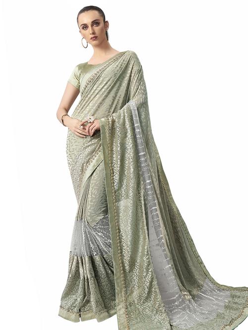 net embroidered saree - 17406674 - Very Small Image - 1