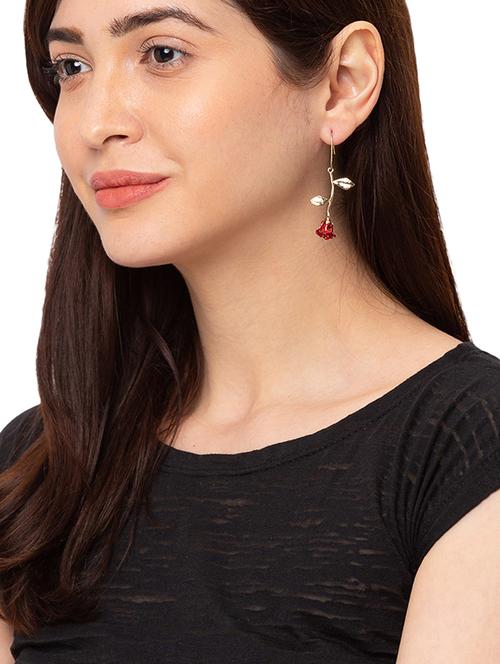 gold metal drop earring - 17407351 - Very Small Image - 1