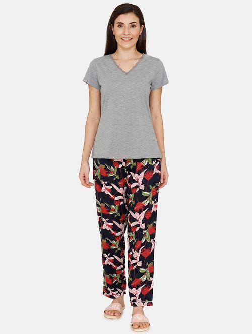 v-neck tee with pajama set - 17407744 - Very Small Image - 1