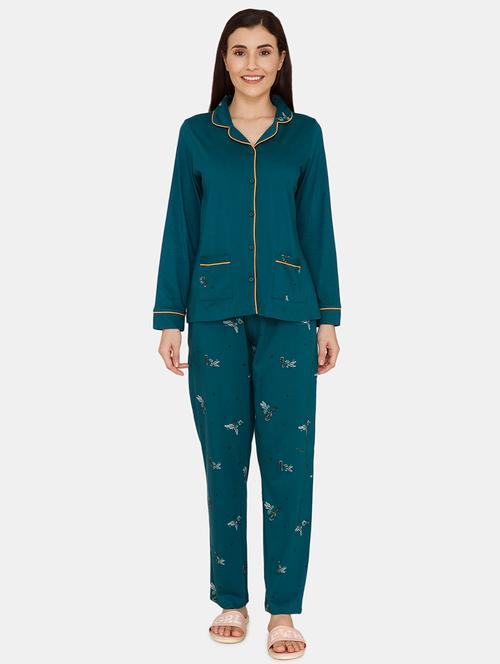 lapel neck quirky pajama set - 17407749 - Very Small Image - 1