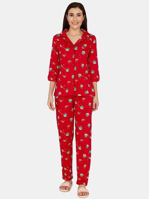 lapel neck quirky pajama set - 17407752 - Very Small Image - 1
