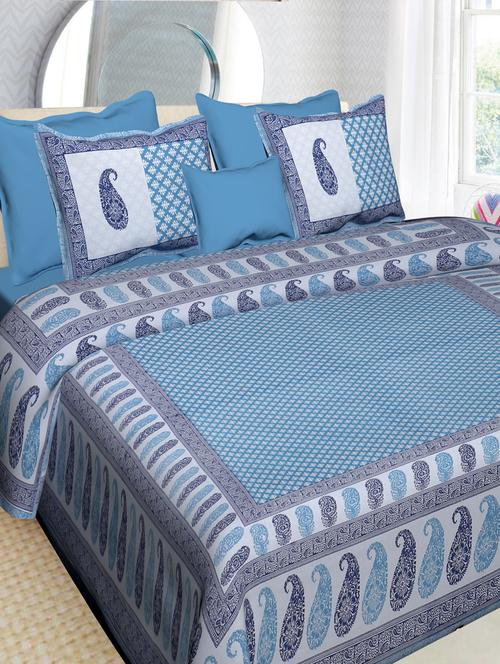cotton jaipuri printed king size double bedsheet with 2 pillow cover - 17409664 - Very Small Image - 1