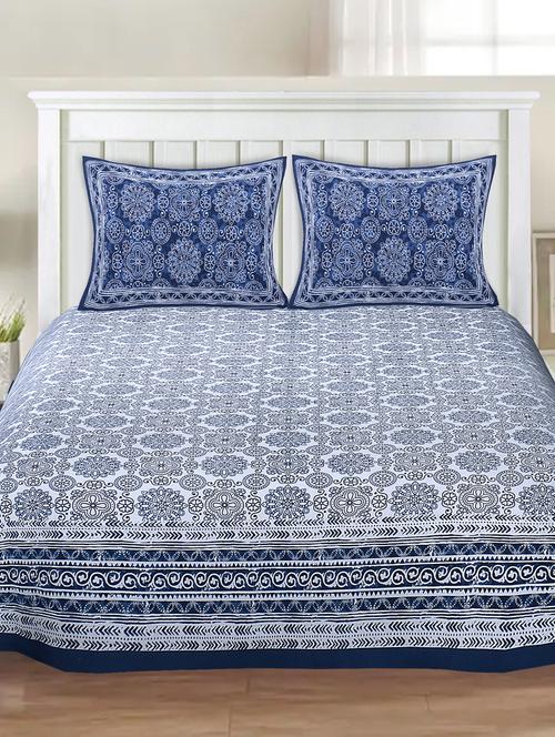 cotton jaipuri printed king size double bedsheet with 2 pillow cover - 17409669 - Very Small Image - 1