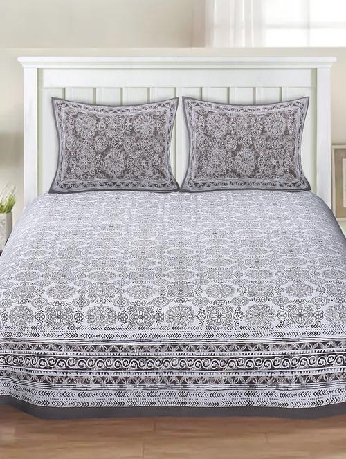 cotton jaipuri printed king size double bedsheet with 2 pillow cover - 17409670 - Very Small Image - 1