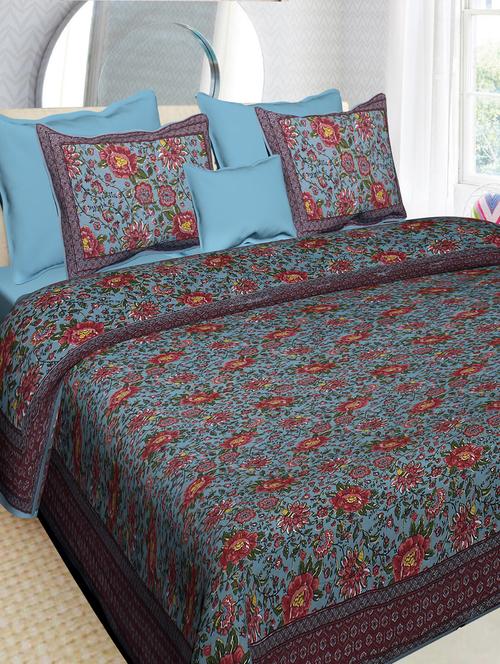 cotton jaipuri printed king size double bedsheet with 2 pillow cover - 17409673 - Very Small Image - 1