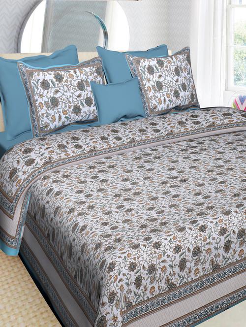 cotton jaipuri printed king size double bedsheet with 2 pillow cover - 17409676 - Very Small Image - 1