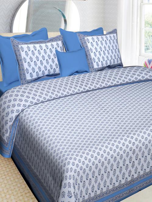 cotton jaipuri printed king size double bedsheet with 2 pillow cover - 17409677 - Very Small Image - 1