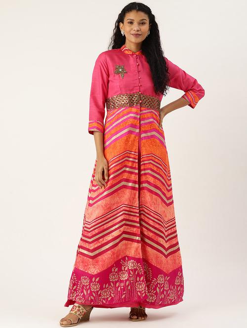 chevron sequined kurta palazzo set - 17409816 - Very Small Image - 1
