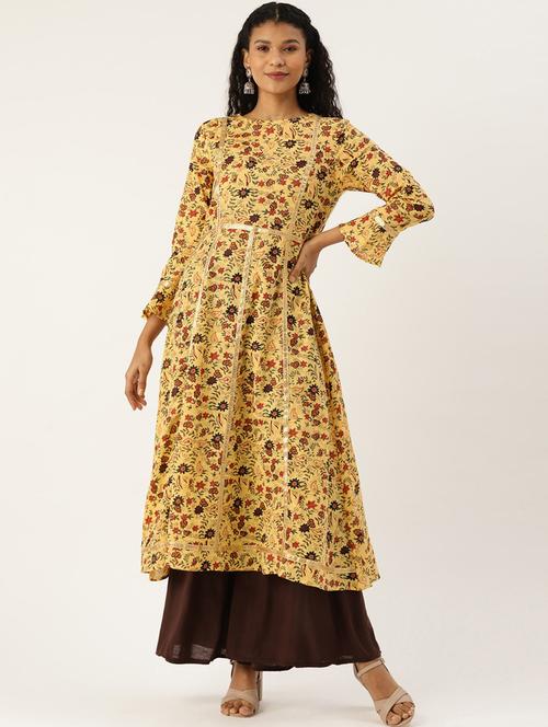 floral print a-line kurta - 17409822 - Very Small Image - 1