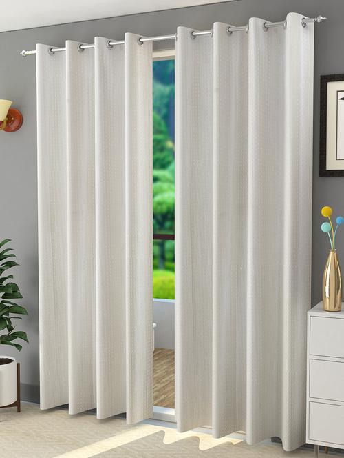 sheen decor galaxy rock 9 feet long door solid curtains(pack of 2)white(4x9 feet) - 17409885 - Very Small Image - 1