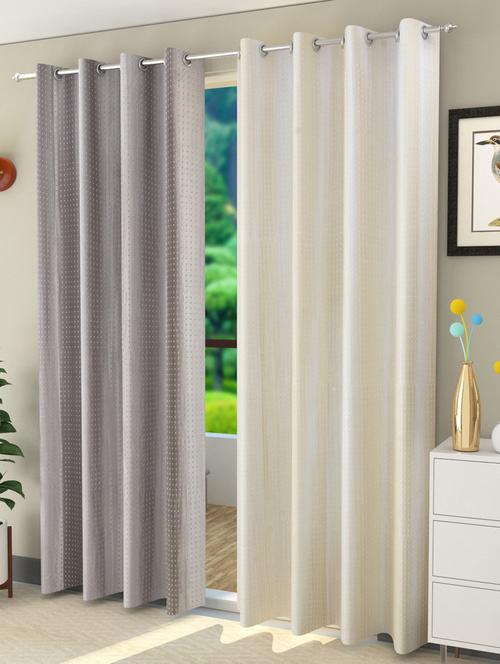 sheen décor galaxy rock 7 feet long door solid curtains size(4x7 feet)(pack of 2)grey+off white - 17409997 - Very Small Image - 1