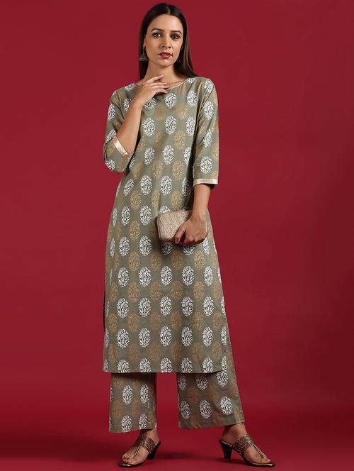 floral kurta palazzo set - 17410021 - Very Small Image - 1