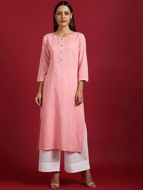 bandhani print straight kurta - 17410048 - Very Small Image - 1