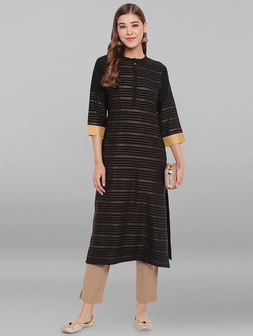 gold print layered kurta - 17410056 - Very Small Image - 1