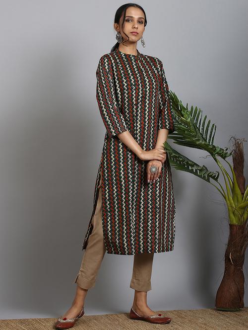 chevron print straight kurta - 17410065 - Very Small Image - 1