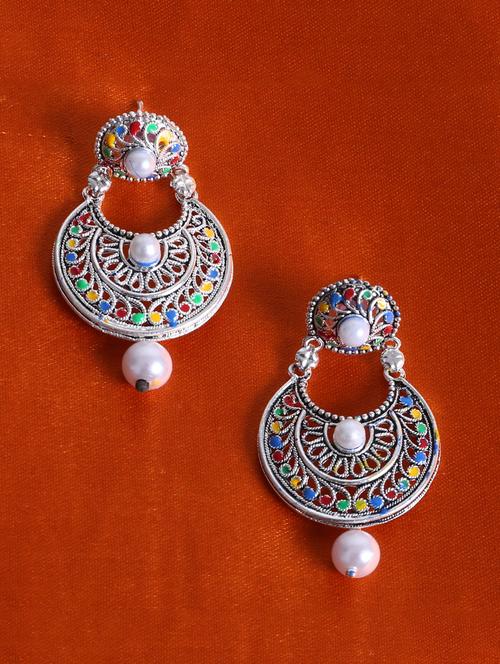 silver brass jhumka earring - 17410118 - Very Small Image - 1