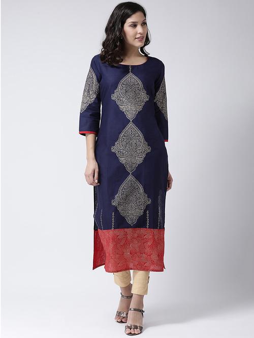 gold print straight kurta - 17410232 - Very Small Image - 1
