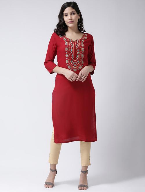 embroidered straight kurta - 17410243 - Very Small Image - 1