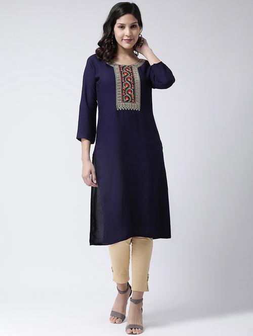 embroidered straight kurta - 17410245 - Very Small Image - 1