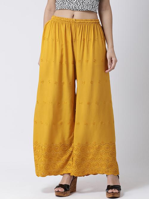 tonal embroidered flared palazzo - 17410564 - Very Small Image - 1