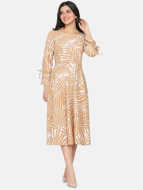 v neck printed a-line dress - 17411413 - Very Small Image - 1