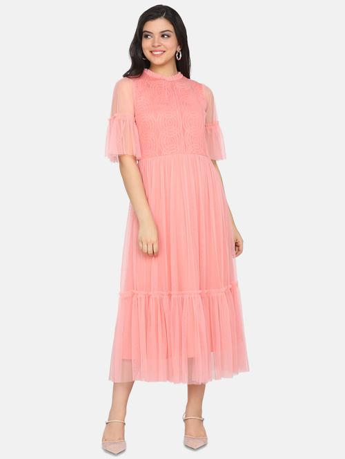 flute sleeves maxi dress - 17411416 - Very Small Image - 1