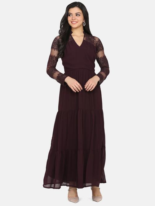 laced sleeves maxi dress - 17411427 - Very Small Image - 1