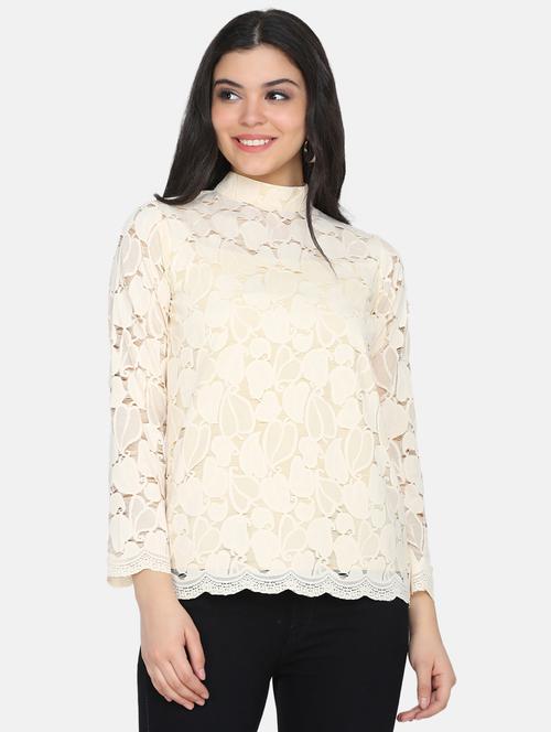 mock neck lace top - 17411439 - Very Small Image - 1