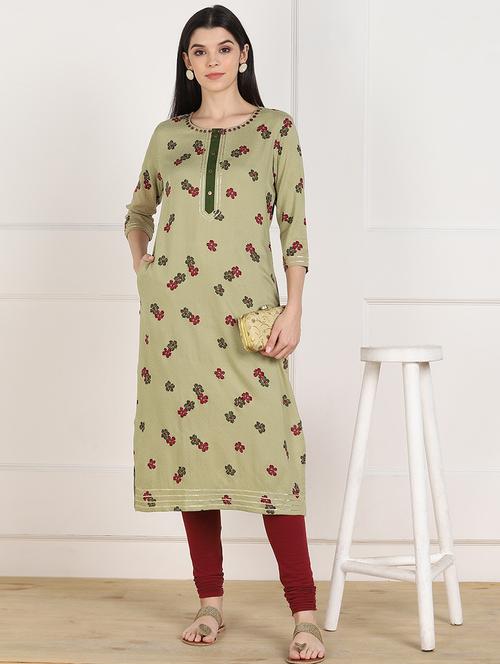 floral straight kurta - 17411582 - Very Small Image - 1