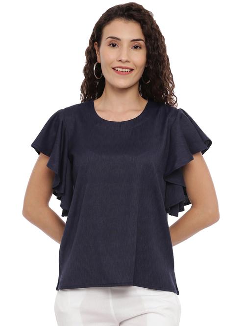 bell sleeved solid top - 17411658 - Very Small Image - 1