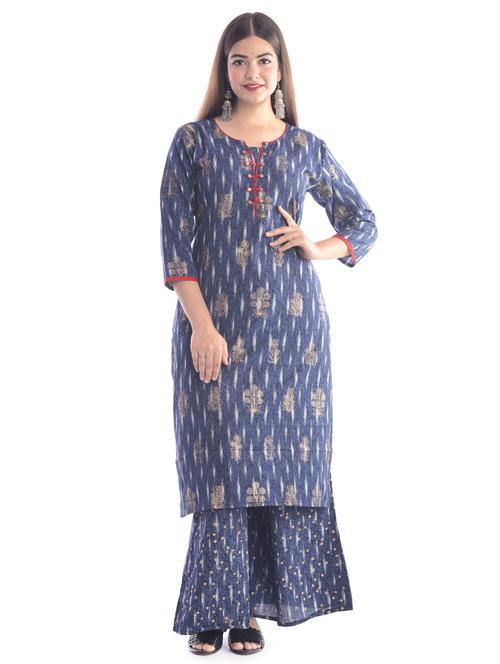 ikat kurta palazzo set - 17411709 - Very Small Image - 1