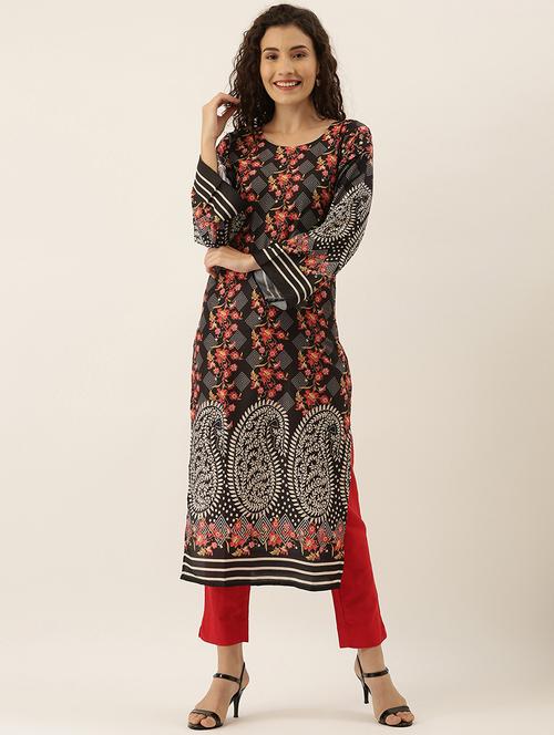floral straight kurta - 17411762 - Very Small Image - 1