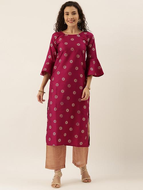 ethnic motifs straight kurta - 17411771 - Very Small Image - 1