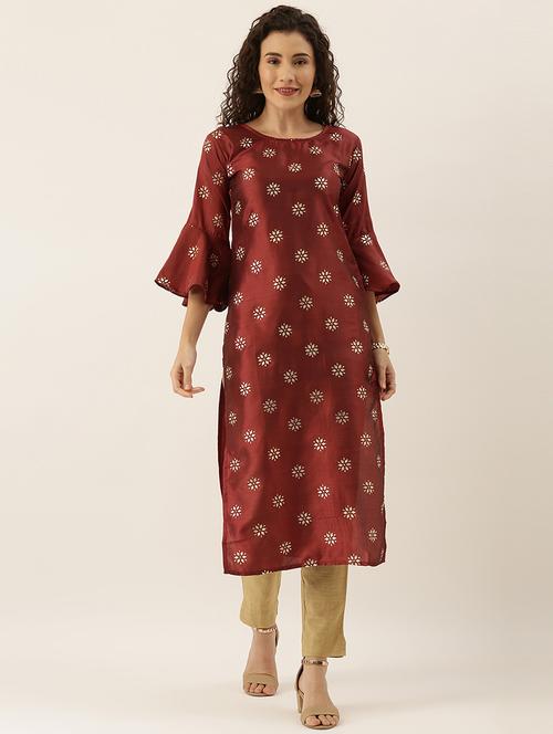 ethnic motifs straight kurta - 17411773 - Very Small Image - 1