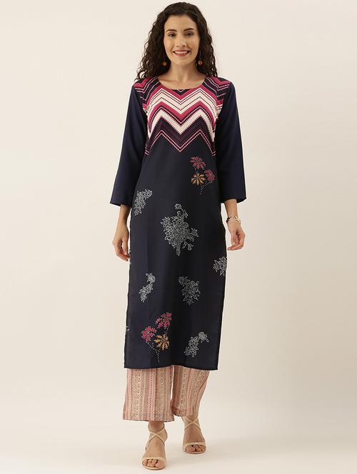 floral straight kurta - 17411778 - Very Small Image - 1