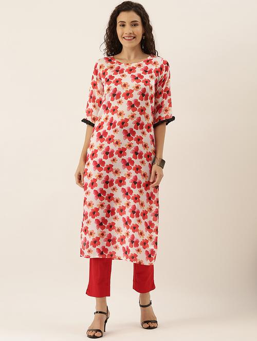 floral straight kurta - 17411783 - Very Small Image - 1