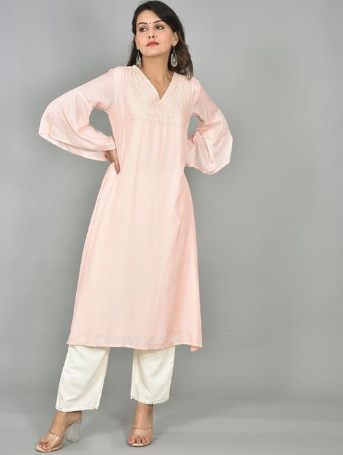 yoke embroidered kurta dupatta set - 17411872 - Very Small Image - 1