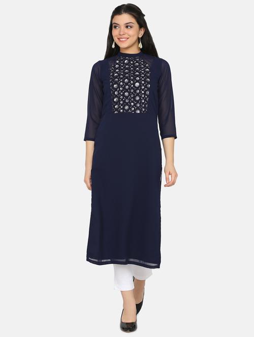 embellished straight kurta - 17412109 - Very Small Image - 1