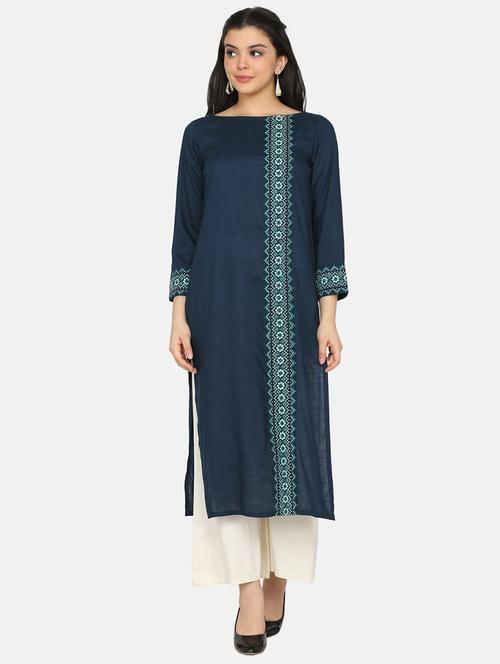 embroidered straight kurta - 17412123 - Very Small Image - 1