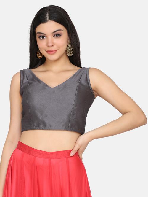 v neck solid blouse - 17412146 - Very Small Image - 1