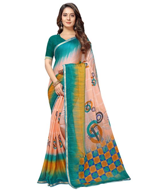 abstract printed saree with blouse - 17412241 - Very Small Image - 1