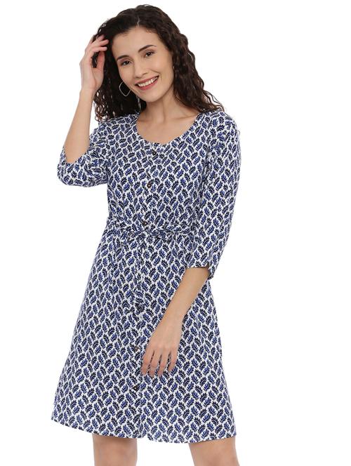 tie front printed a-line dress - 17412252 - Very Small Image - 1