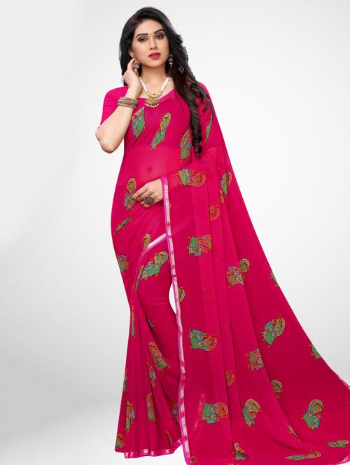 conversational printed saree with blouse - 17412594 - Very Small Image - 1