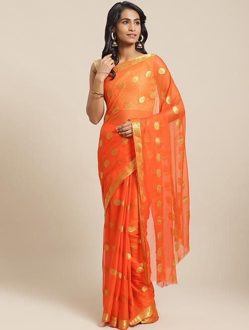 zari work ethnic motifs saree with blouse - 17412601 - Very Small Image - 1